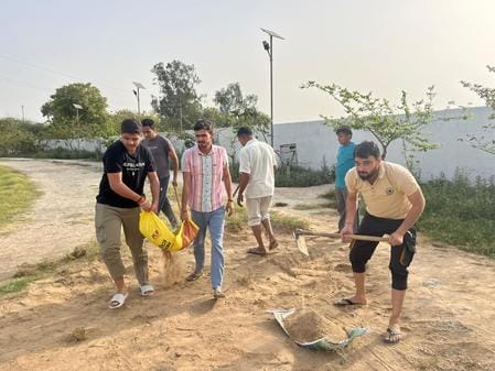 Cleaning campaign launched in the playground of Banipur village