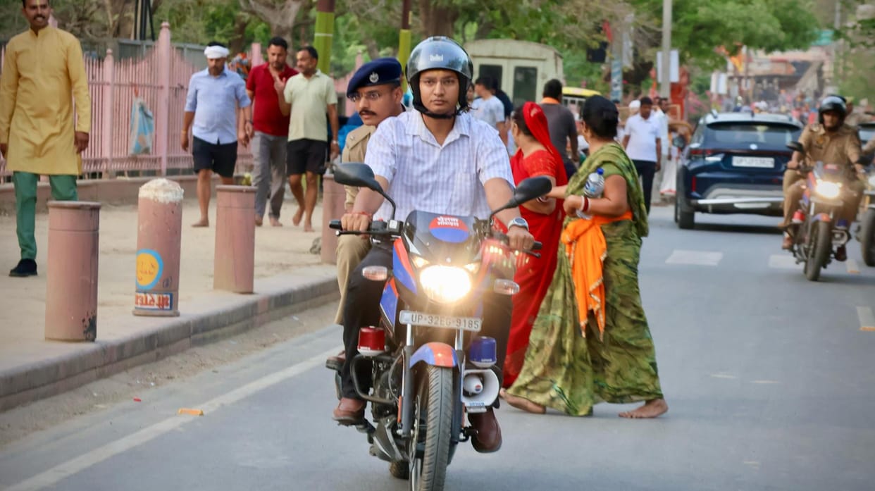 SSP inspected Govardhan's Parikrama route on bike