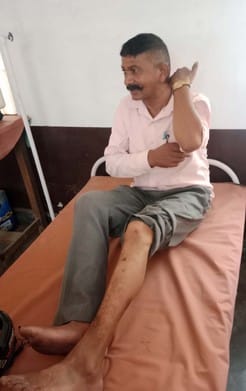 Bull hits home guard's bike, injures him