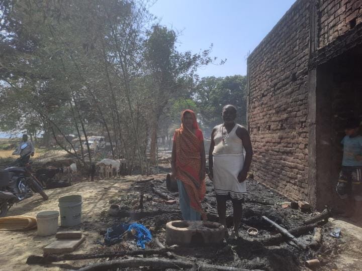 Ramnath's burnt house and his family members