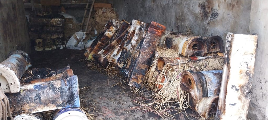 Fire broke out in a sanitary warehouse, goods burnt