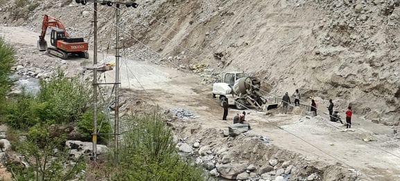 Security wall being built in Bhava Khad
