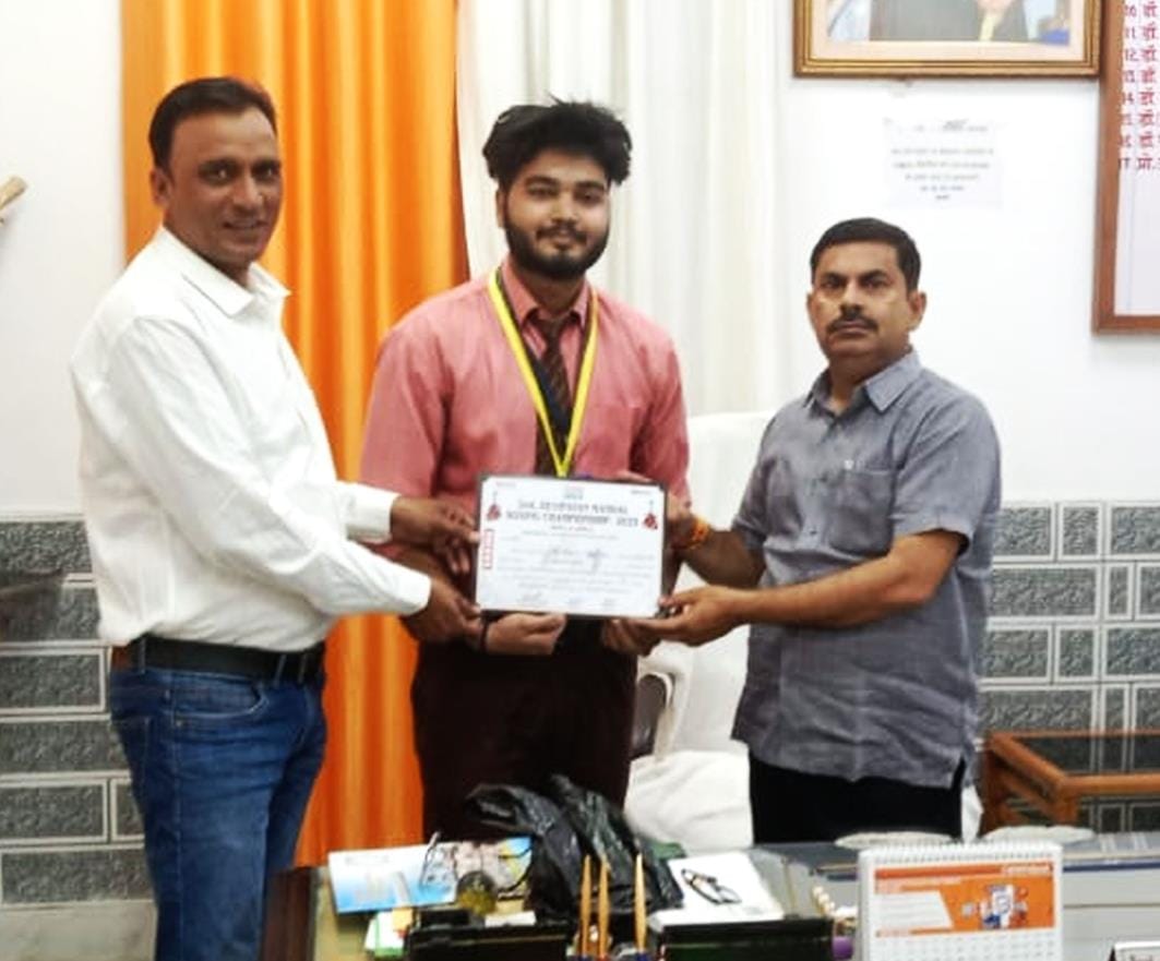 Honoured for winning gold medal in boxing championship