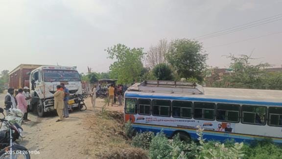 The truck hit the bus from behind, about 10 passengers were injured