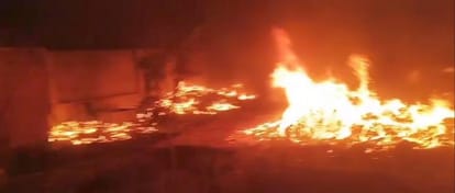 Fire broke out in an illegal plastic granule factory operating in a residential area
