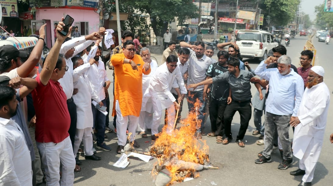 Protest and burn effigies of terrorism