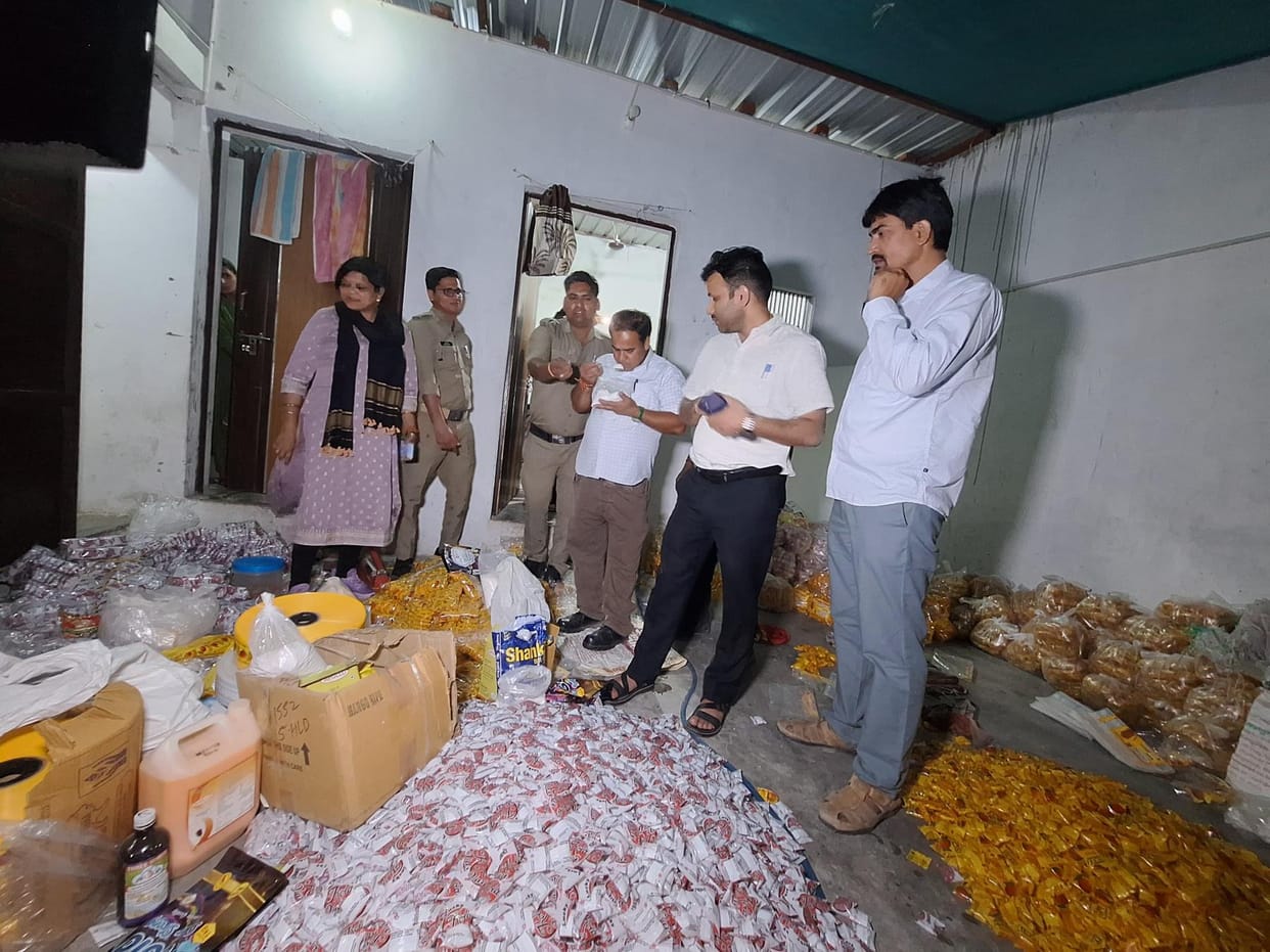A team of administrative officers raided and busted a juice pouch factory in haldwani