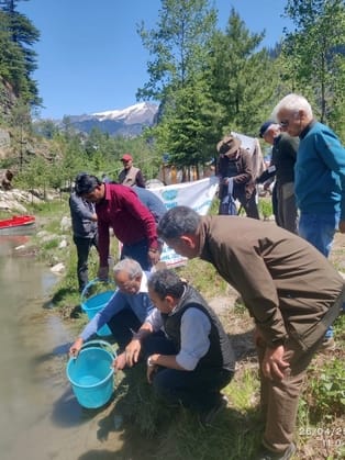 Rajendra of Dobhi came first in trout catch and release competition