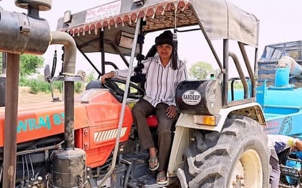 Muskan is helping her father in his work, she is making straw with a reaper during the wheat season