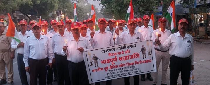Ex-servicemen took out a candle march in protest against the terrorist incident