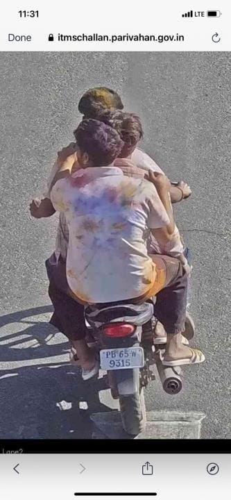 Challan was issued in Mohali for a bike parked in Zirakpur