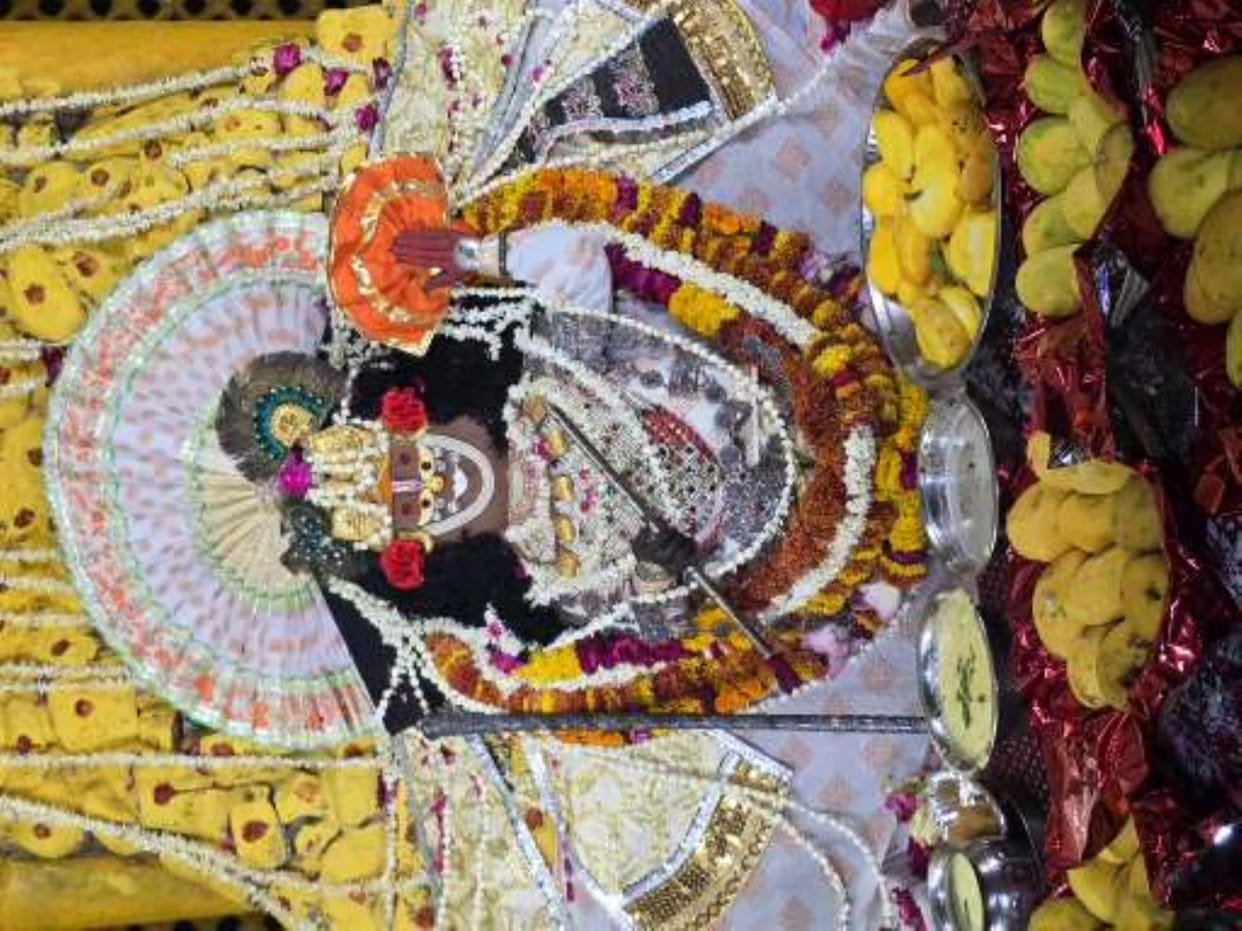 Girirajji gave darshan to the devotees after applying sandalwood paste