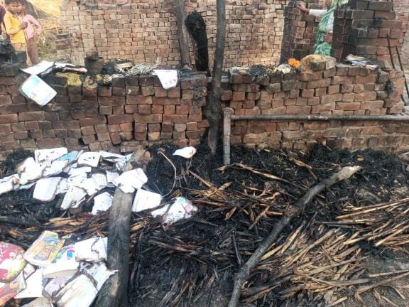Household goods burnt in fire in two houses