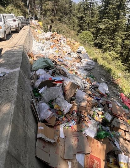 Junk is being kept in the forest in Theog, Shimla