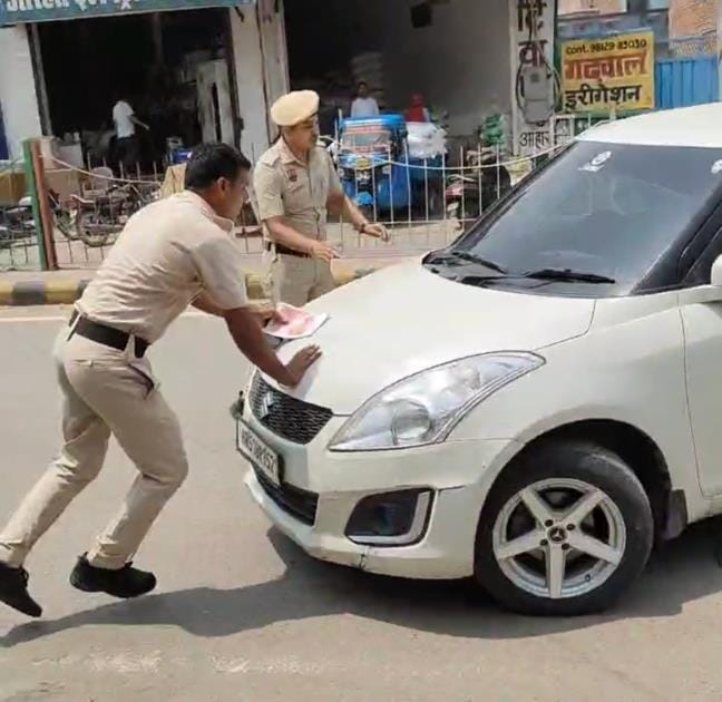 The person who tried to crush the policemen was arrested within seven hours