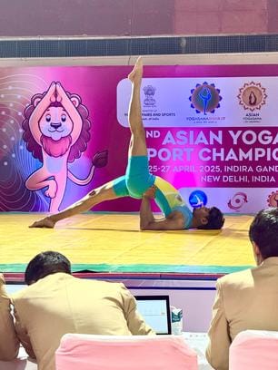 Abhishek won two gold medals in Asian Yoga Championship