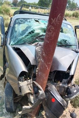 Eco van collides with electric pole, 10 people injured