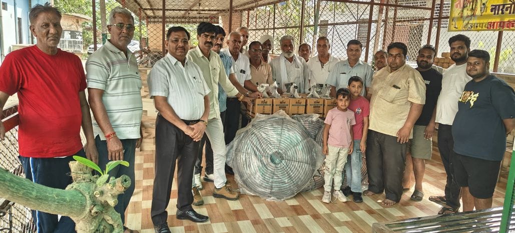 Go Seva Mandal presented fans to Shri Anath Goshala