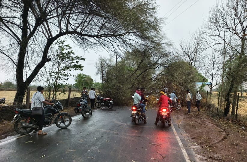 Tin shed blown away in storm, tree fell on the road