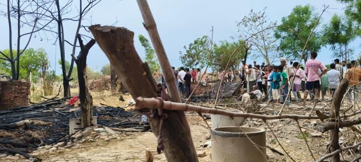 Three huts burnt down in the fire