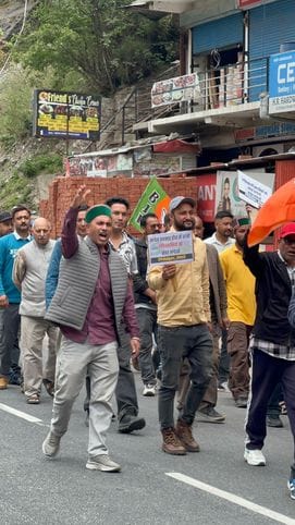 Kinnaur BJP workers took out a rally in Bhavnagar