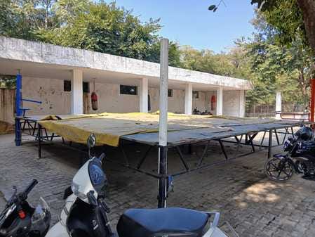 The boxing ring is waiting for a roof