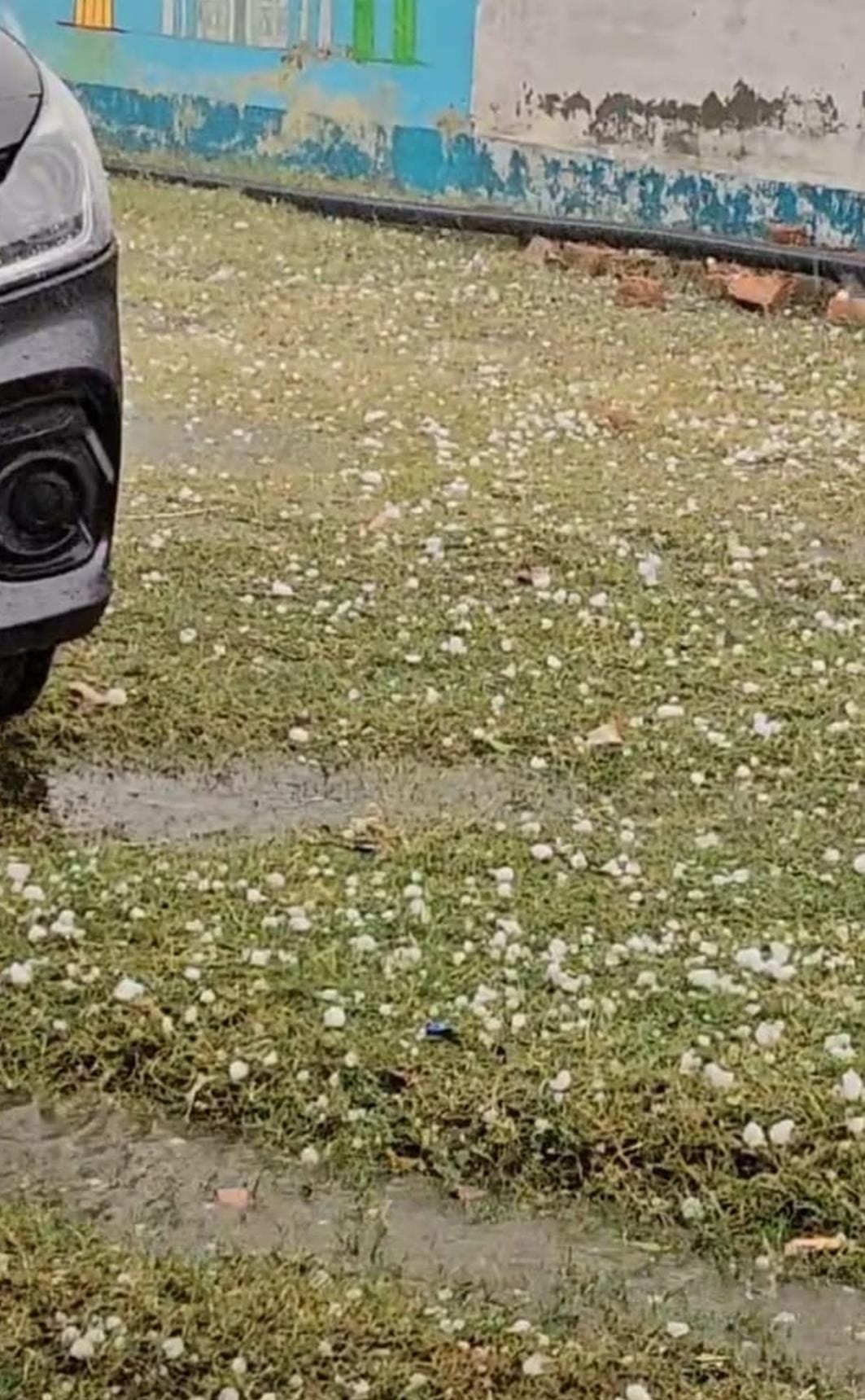 Hail fell with heavy rain, relief from heat