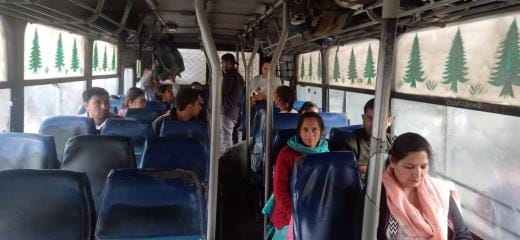 The leaking roof of the government bus became a cause of trouble