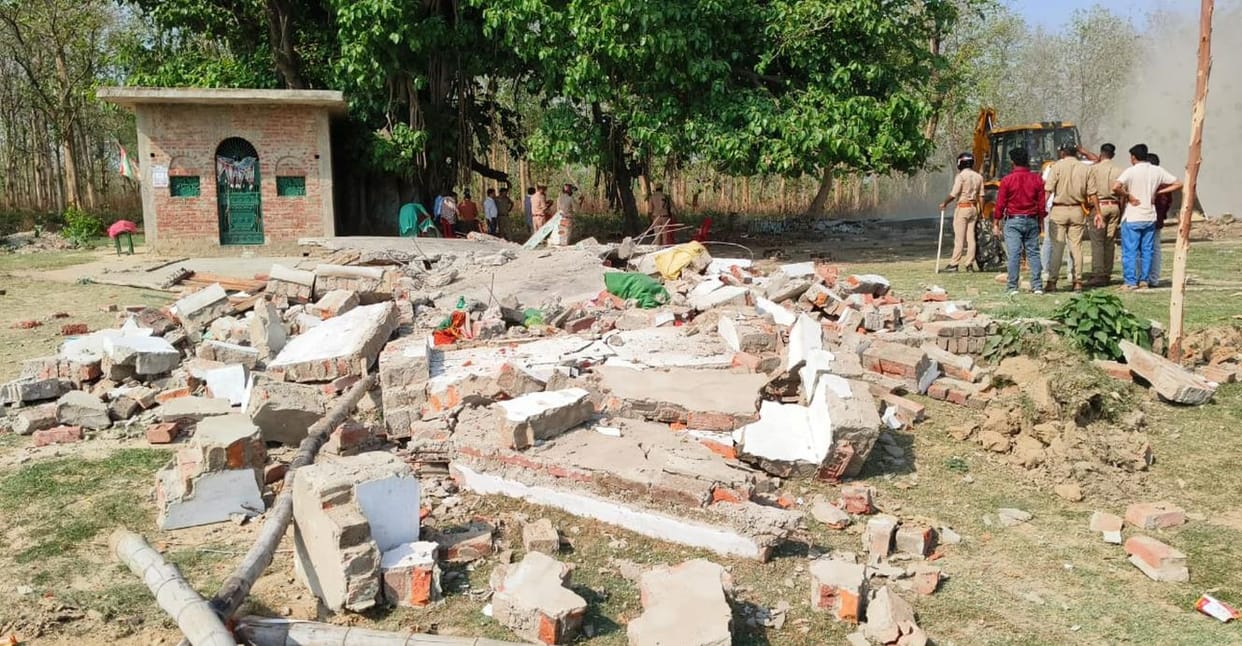 When the JCB arrived, it itself removed the illegal religious place