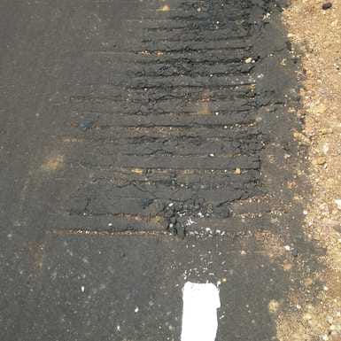 The asphalt road started crumbling even before the inauguration by the Union Minister