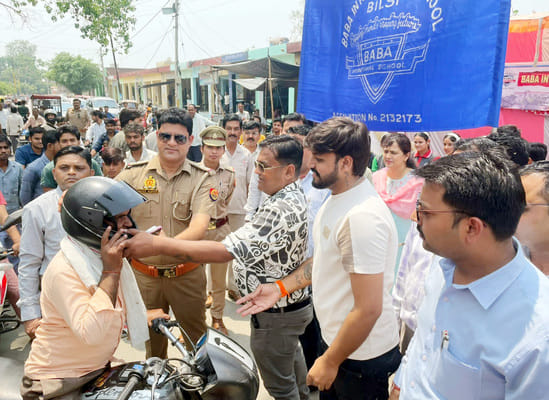 People were made aware by distributing helmets
