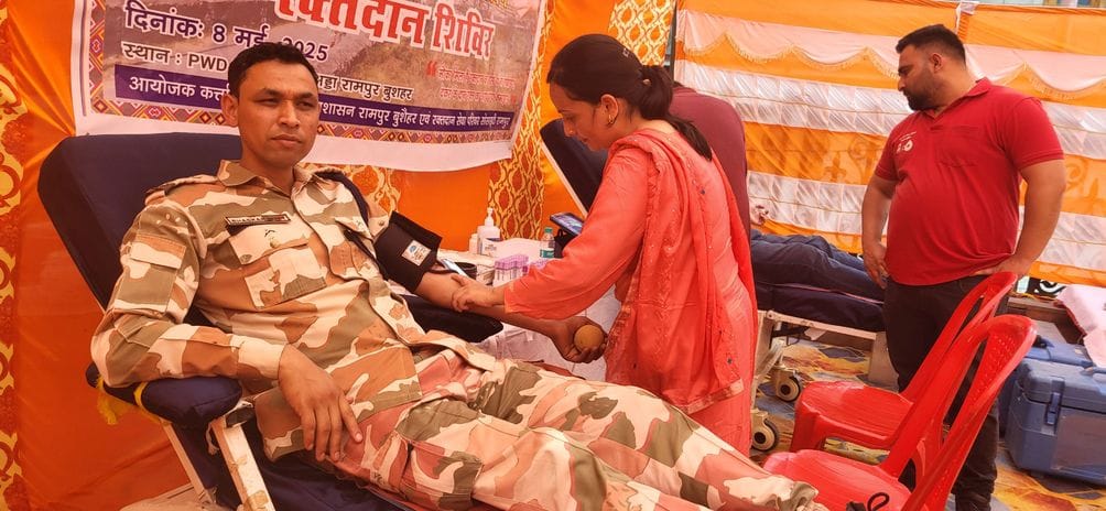 Organizing blood donation camp on Red Cross Day