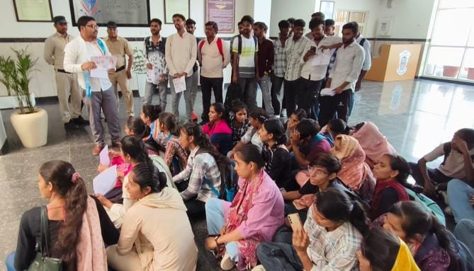 Students demonstrated in CBLU by writing letters with blood