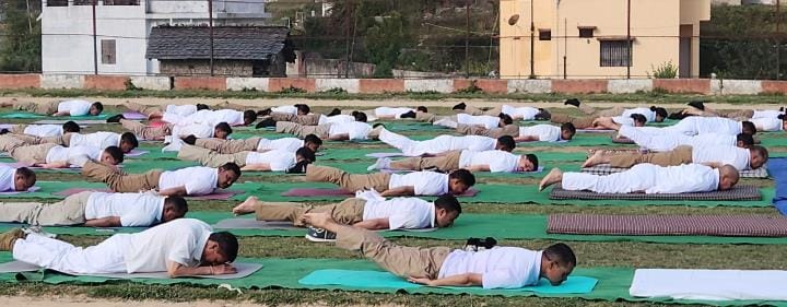 Yoga practice was conducted for police personnel