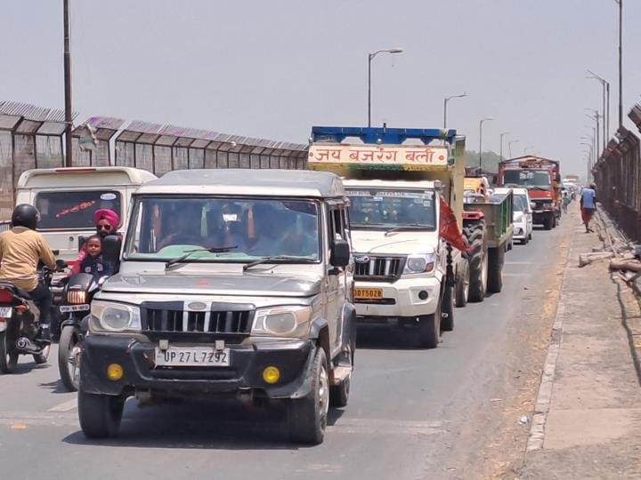 Vehicles were stuck in traffic jam on Panchal Ghat bridge for three hours