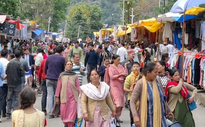 Crowds gathered to shop on the holiday
