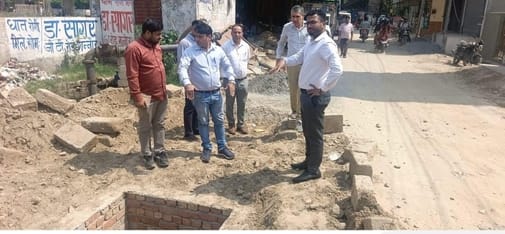 During inspection, overflowing drain was found on Panchi Jatana Road.