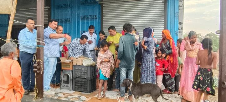 Distributed food to needy people