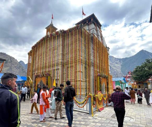 Temple decorated with flowers, Lord Narasimha was specially decorated
