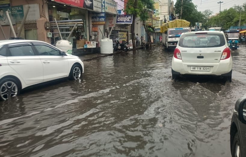 Roads filled with water even in light rain