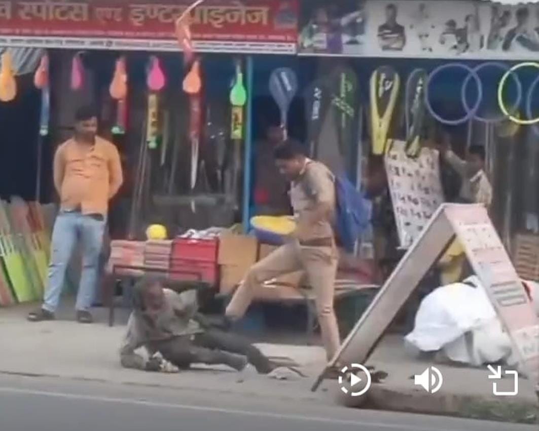 The constable beat the old man by throwing him on the ground