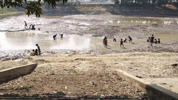 Even though the reservoir was drying up, water was released from the pond.