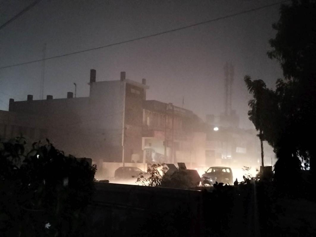 It rained with storm late in the evening