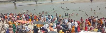 A holy dip in the Ganges on Buddha Purnima