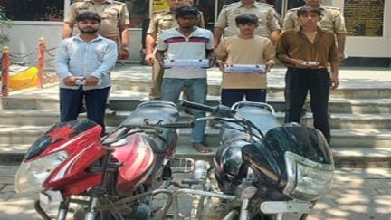 Two bikes and pistol-cartridges recovered from four thieves