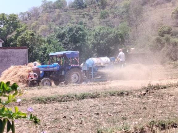 Farmers completed the work of collecting wheat