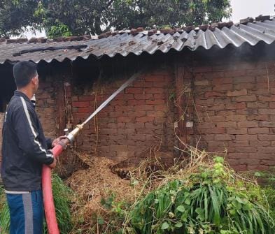 Fire broke out in a cowshed, goat died due to burning