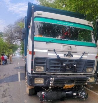 Woman dies after being crushed by a sand laden dumper, her bike-riding husband dragged for 25 meters