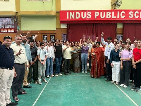 Aditya Sharma, a student of medical faculty, stood first in the district with 98% marks