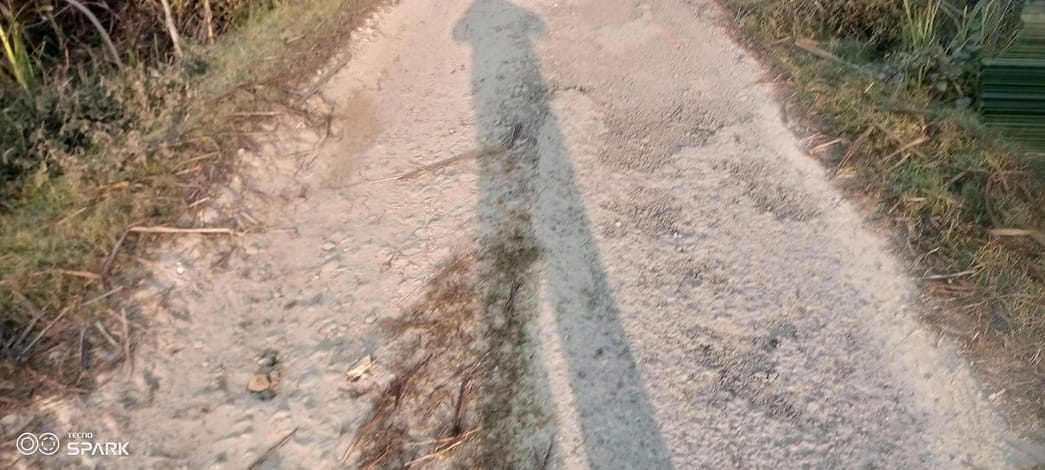 The road from Mudia Hemsingh to Nausar Jogi is in bad shape